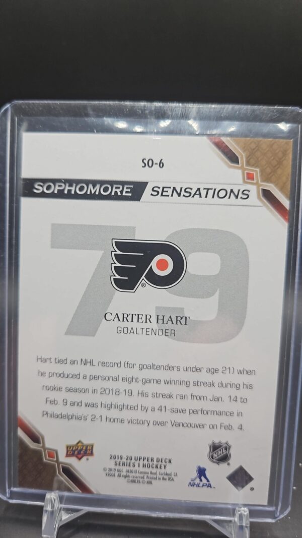 2019-20 Upper Deck Sophomore Sensations Carter Hart Philadelphia Flyers #SO-6 - Image 2