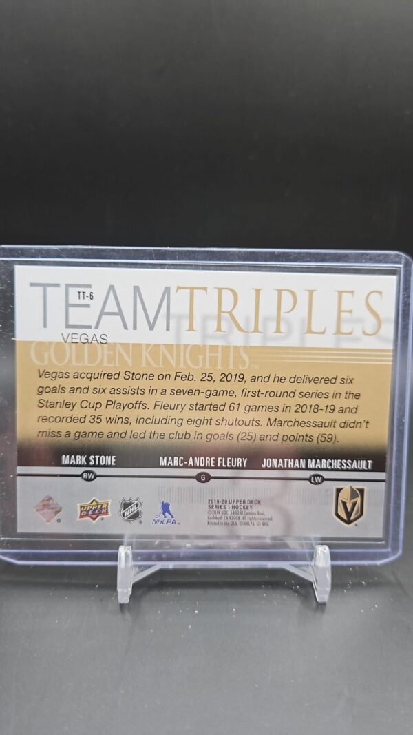 2019-20 Upper Deck Fleury, Stone, Marchessault Team Triples #TT-6 Golden Knights - Image 2