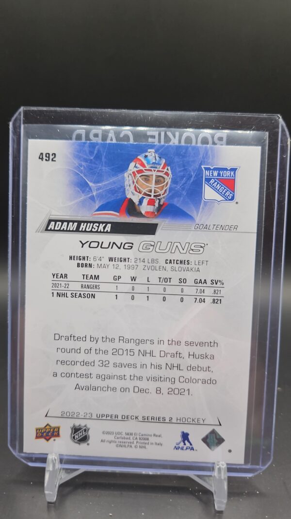 2022-23 Upper Deck Series 2 Young Guns Adam Huska #492 - Image 2