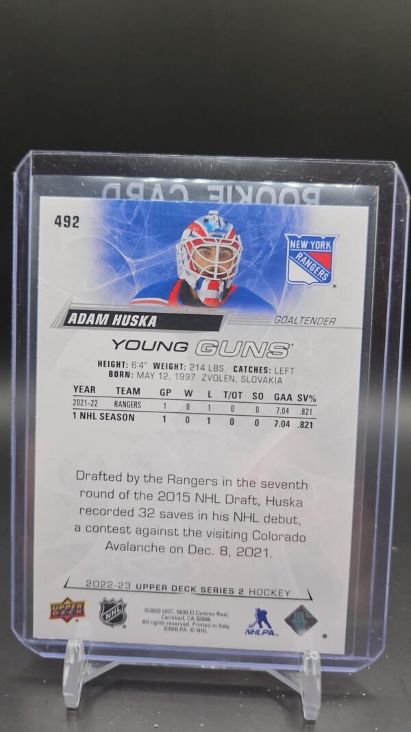 2022-23 Upper Deck Series 2 Young Guns Adam Huska #492 - Image 2