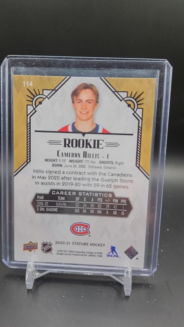 2020 21 Upper Deck Stature Cameron Hillis Rookie /399 - Image 2