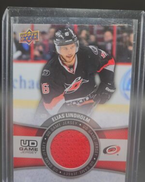 2015-16 Upper Deck UD Game Jersey Elias Lindholm GJ-EL Series 1 Carolina Hurricanes