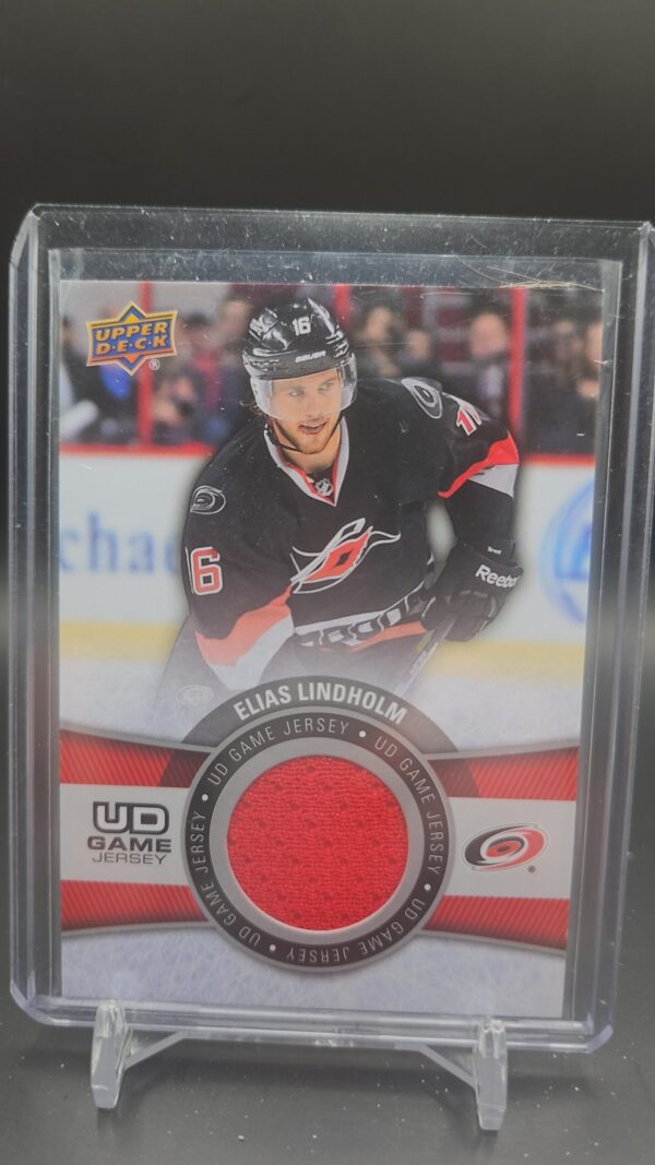 2015-16 Upper Deck UD Game Jersey Elias Lindholm GJ-EL Series 1 Carolina Hurricanes