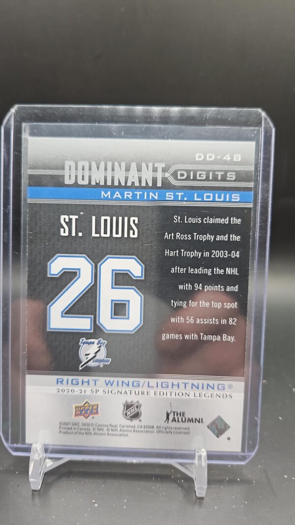 2020-21 DOMINANT DIGITS #DD48 MARTIN ST. LOUIS  Tampa Bay Lightning - Image 2