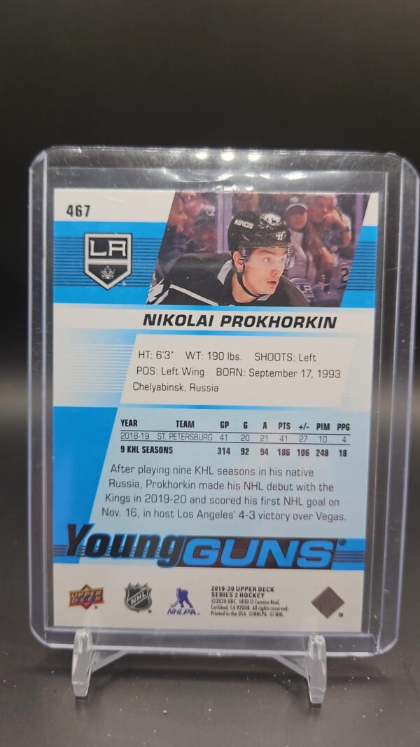 2019-20 Upper Deck Series 2 Young Guns #467 Nikolai Prokhorkin - Image 2