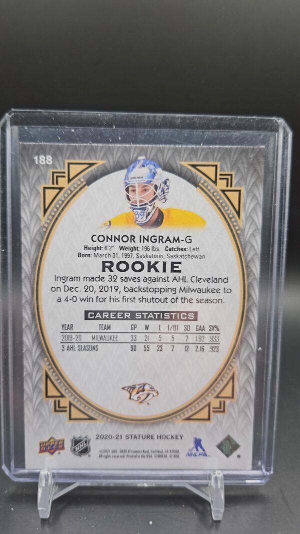 2020-21 Upper Deck Stature CONNOR INGRAM #188 /99 - Image 2