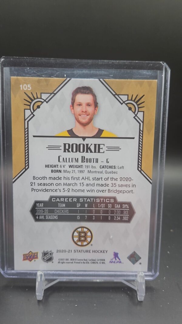 2020-21 Upper Deck Stature Rookies /399 Callum Booth #105 Rookie - Image 2