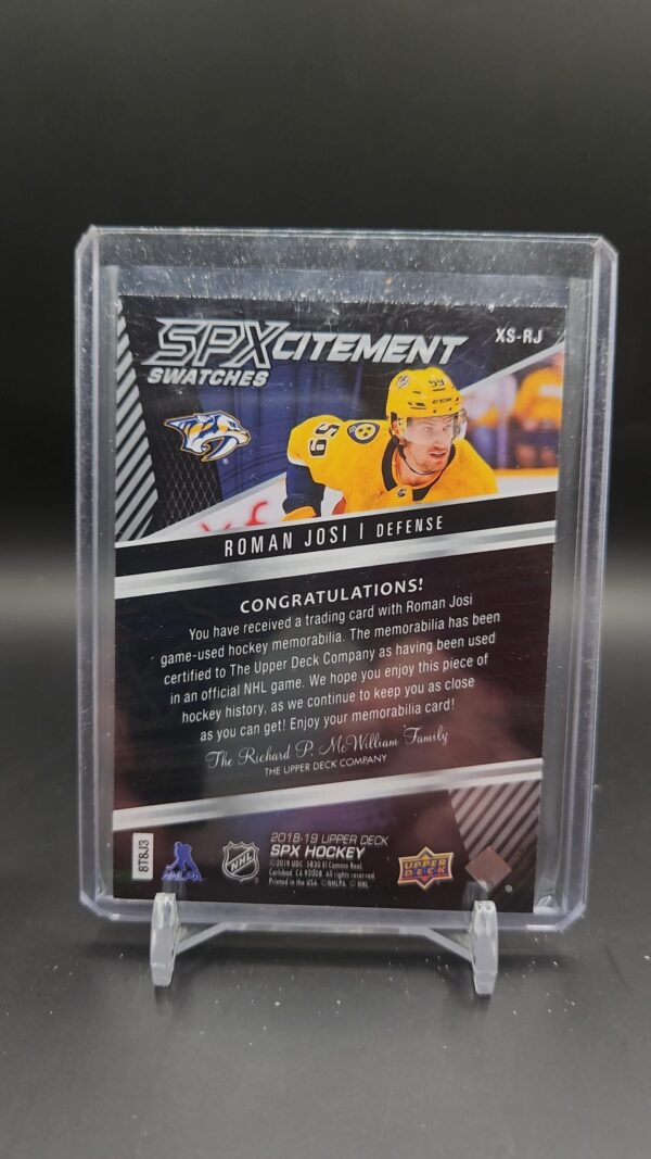 2018-19 SPx SPxcitement Swatches #XSRJ Roman Josi - Image 2