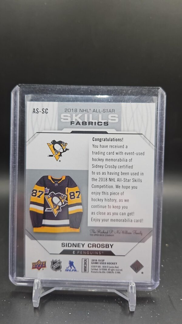 2018-19 Upper Deck SP Game Used All-Star Skills Fabrics #AS-SC Sidney Crosby – Pittsburgh Penguins - Image 2