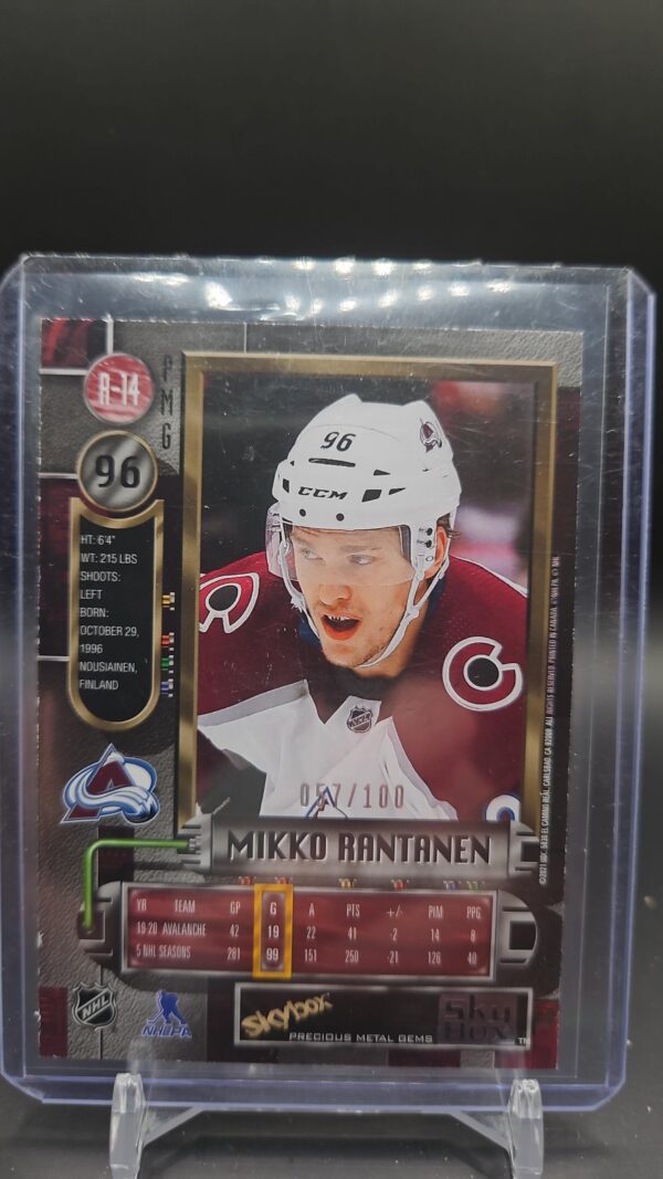 2020-21 Skybox Metal Universe Precious Metal Gems PMG Red Mikko Rantanen /100 - Image 2