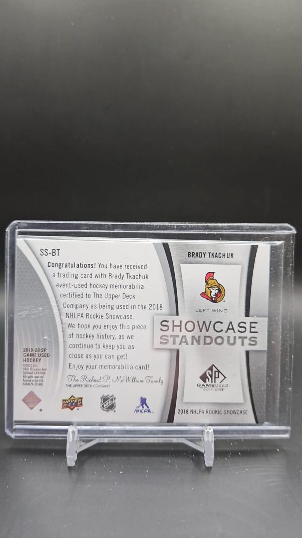 2019-20 Upper Deck SP Game Used Showcase Standouts Brady Tkachuk #SS-BT - Image 2