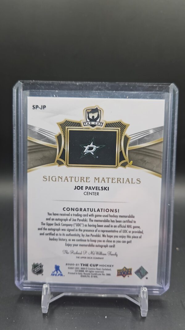 2020 UD The Cup JOE PAVELSKI Signature Materials 3 Colors Dallas Stars /99 - Image 2