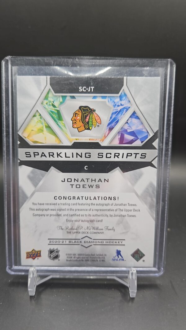 2020/2021 Black Diamond JONATHAN TOEWS Sparkling Scripts auto #SC-JT - Image 2