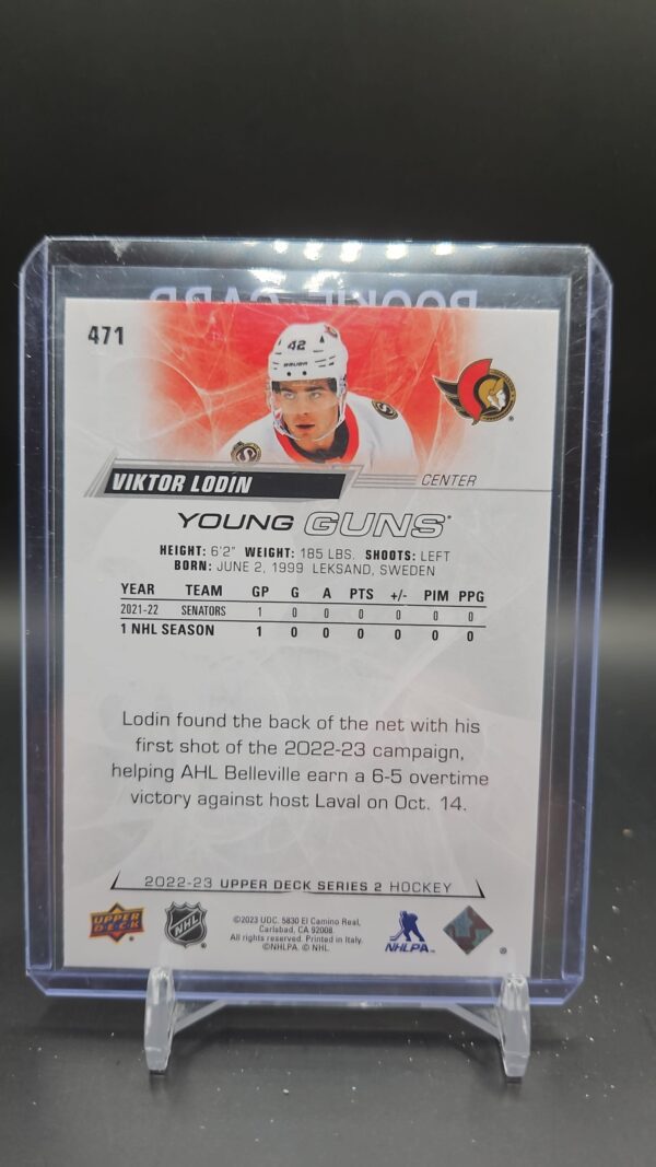 2022-23 Upper Deck Series 2 Viktor Lodin Young Guns #471 Senators - Image 2