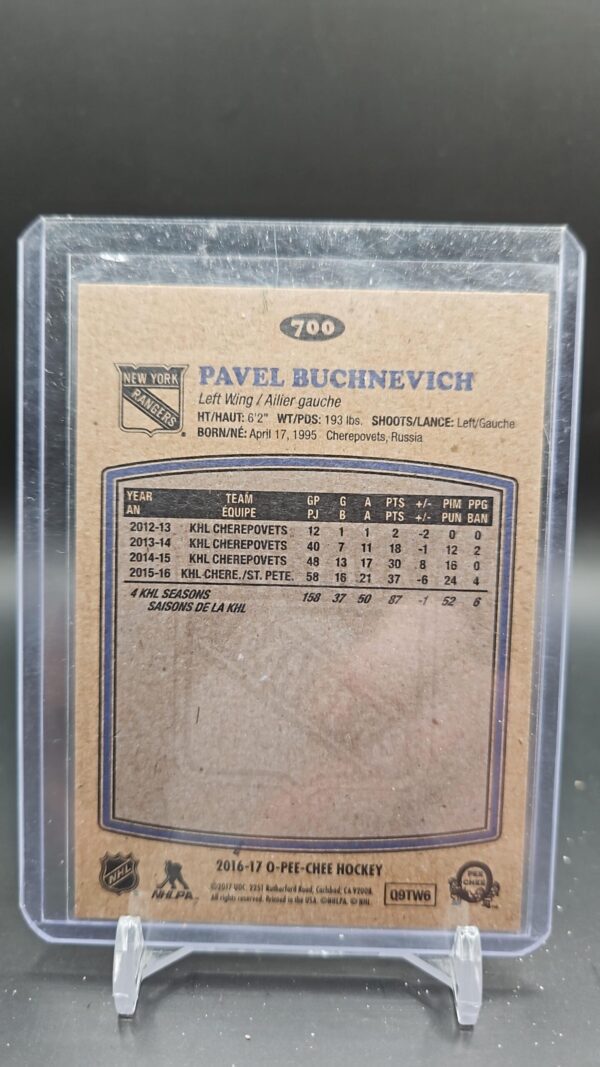 2016-17 Upper Deck O-Pee-Chee Update Retro Pavel Buchnevich #700 Rookie RC - Image 2
