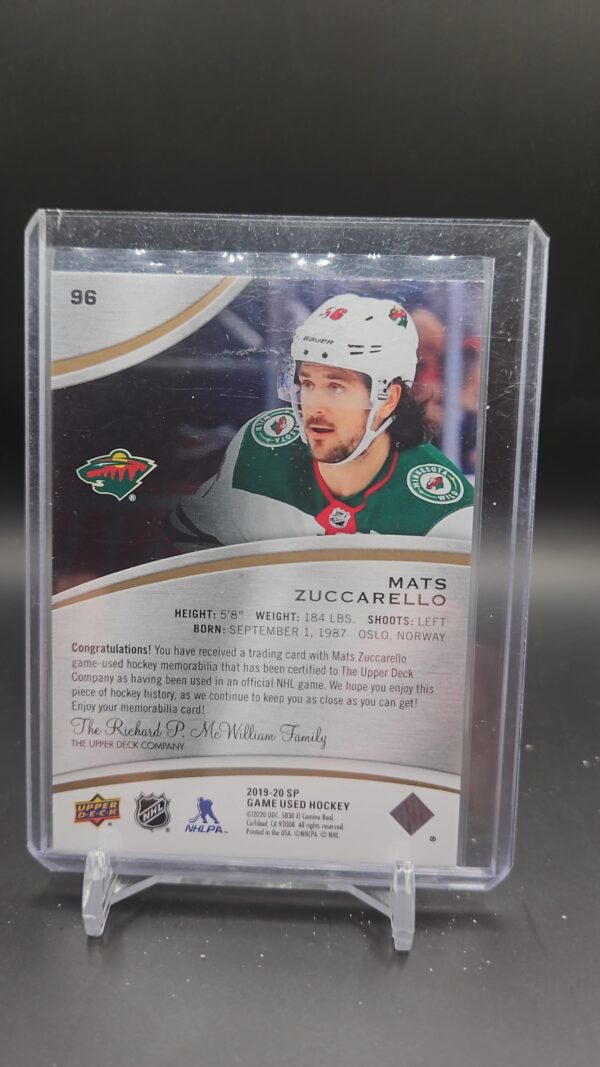 2019-20 Upper Deck SP Game Used Gold Jersey Relics Mats Zuccarello #96 - Image 2