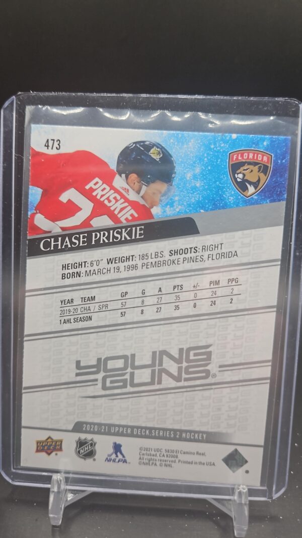 2020-21 Upper Deck Series 2 Young Guns #473 Chase Priskie - Image 2
