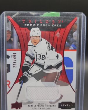 Carl Grundstrom 2019-20 Upper Deck Trilogy Premieres Level 1 Red Foil #71 rookie card