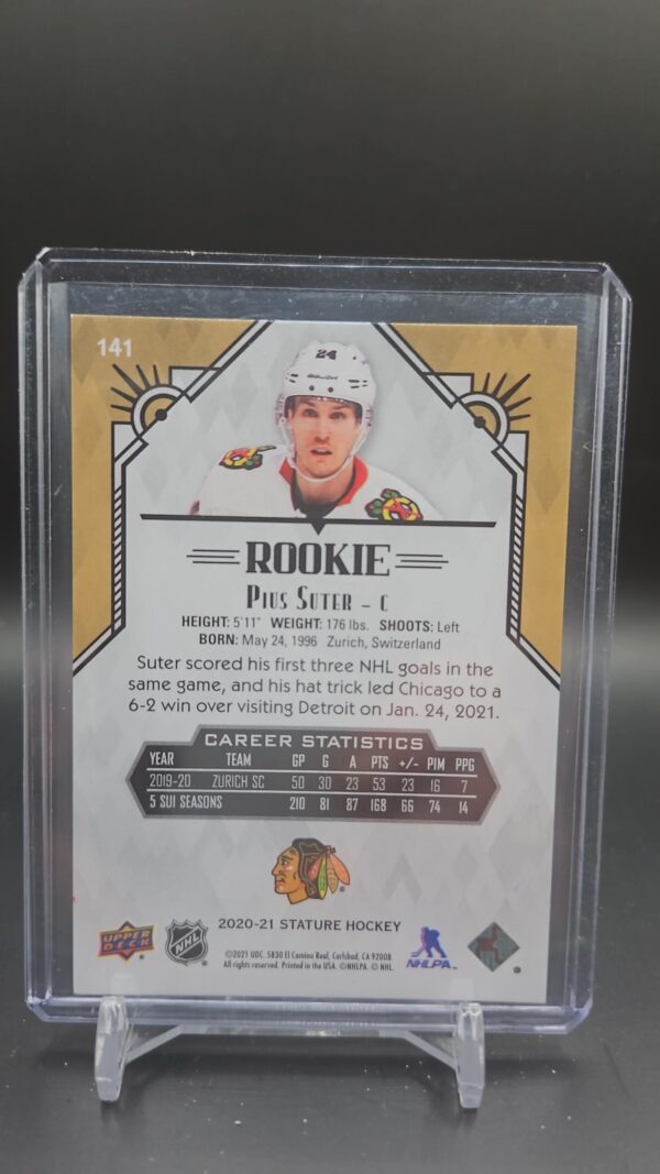 2020-21 Upper Deck Stature Rookies /399 Pius Suter #141 Rookie - Image 2