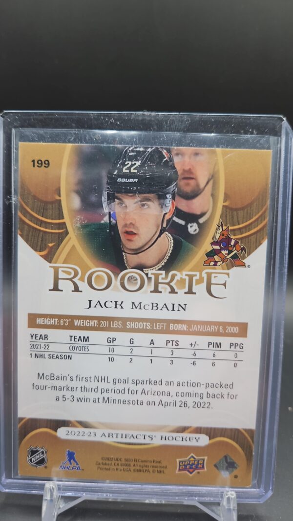 2022-23 Upper Deck Artifacts Rookie Jack McBain Rookie Arizona Coyotes #199 - Image 2