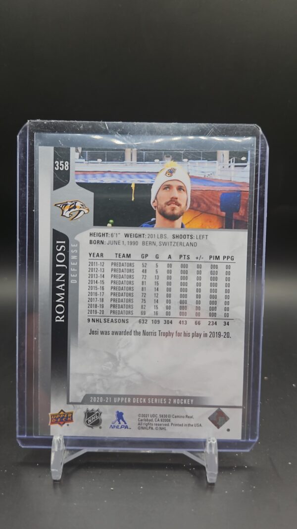 2020-21 UD Series 2 Base Variation #358 Roman Josi - Nashville Predators - Image 2