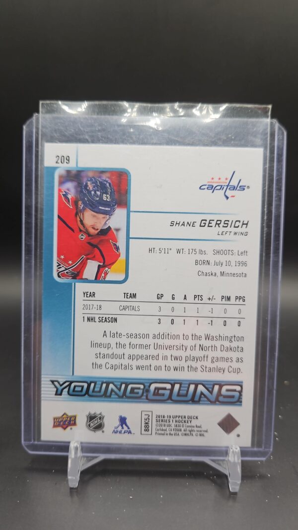 2018-19 Upper Deck Young Guns Shane Gersich Washington #209 - Image 2