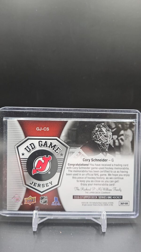 2016-17 UPPER DECK CORY SCHNEIDER UD GAME JERSEY #GJ-CS - Image 2