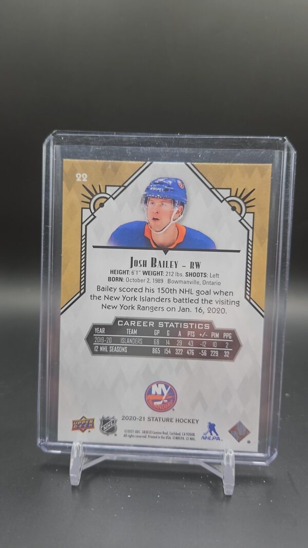 2020-21 Upper Deck Stature Josh Bailey New York Islanders #22 - Image 2