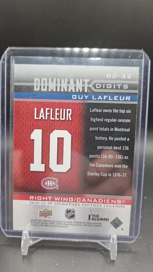2020-21 SP Signature Legends Dominant Digits GUY LAFLEUR #DD-32 - Image 2