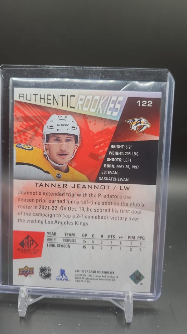 2021-22 SP Game Used Authentic Rookie Tanner Jeannot RC /205 #122 - Image 2