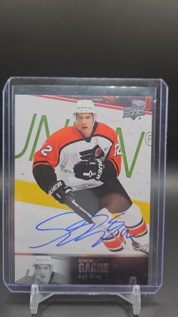 Simon Gagne 2020-21 SP Signature Edition Legends '97 Signatures Auto, Philadelphia Flyers, authentic autograph, NHL legend.