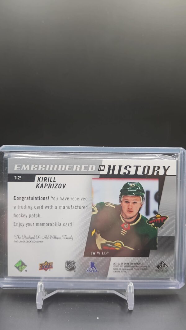 2021-22 Upper Deck SP Game Used Embroidered in History Kirill Kaprizov #12 - Image 2