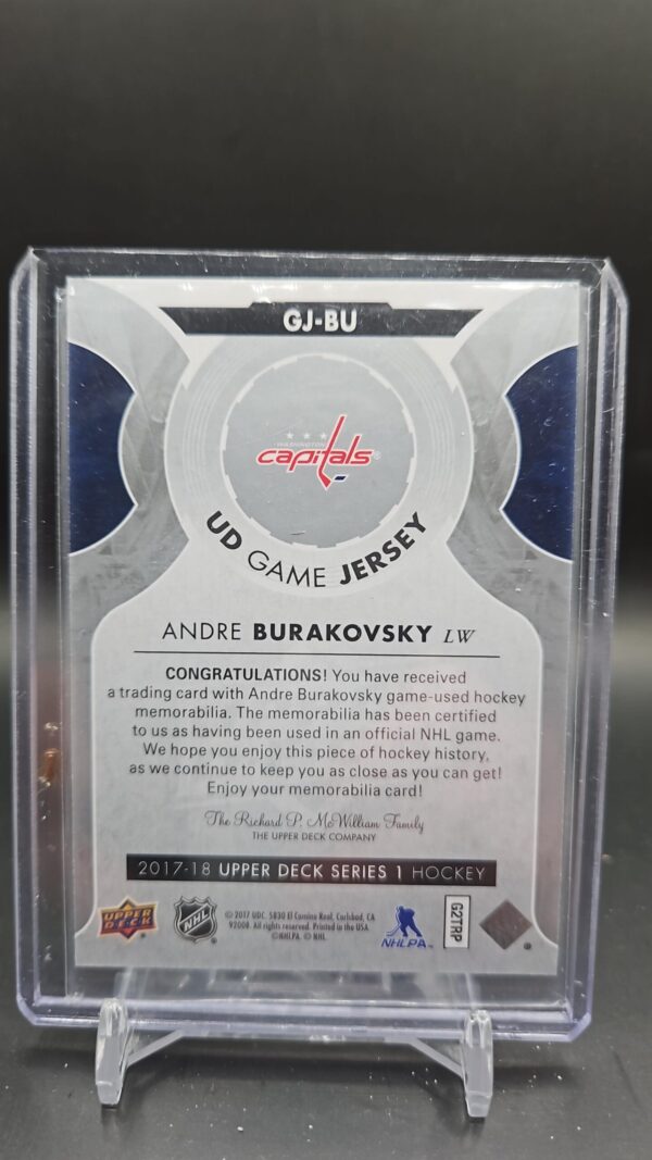2017-18 Upper Deck UD Game Jersey Andre Burakovsky GJ-BU Washington Capitals - Image 2