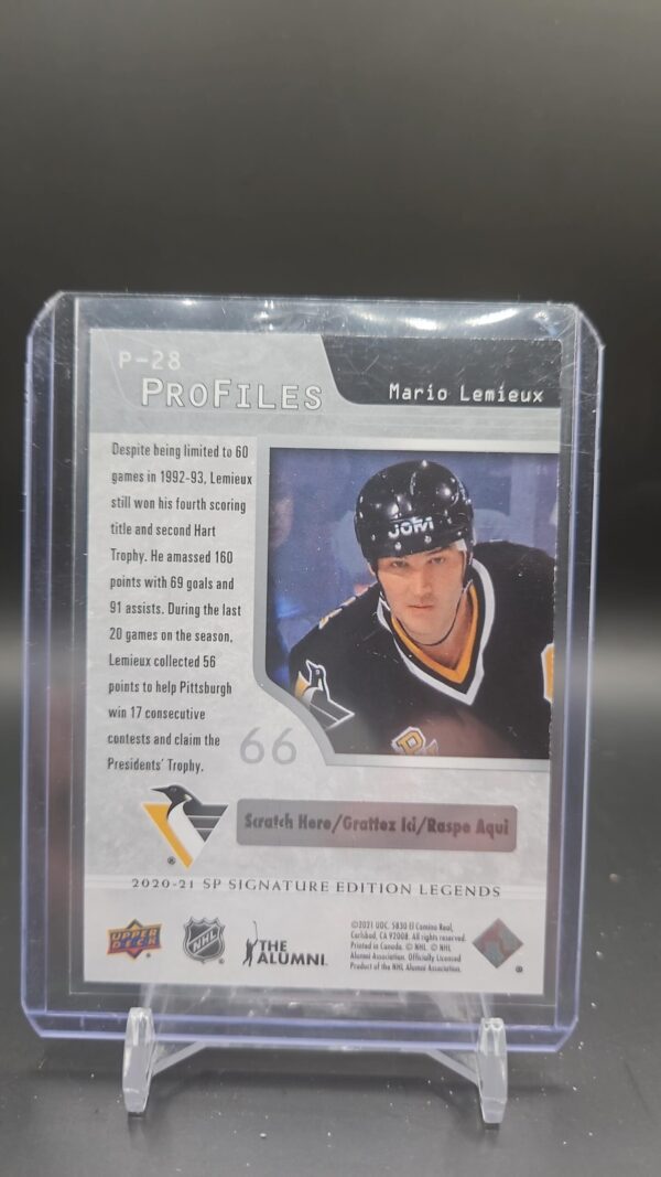 2020-21 UD SP Signature Edition Legends PROFILES BOUNTY Mario Lemieux P-28 - Image 2