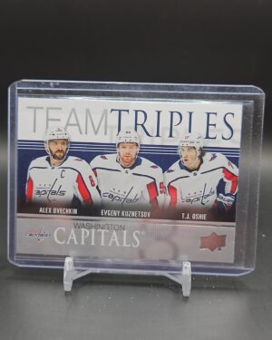 2019-20 Upper Deck Hockey Series 1 Team Triples #TT-1 card featuring Ovechkin, Kuznetsov, Oshie, mint condition