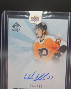 2021-22 SP Authentic Future Watch Rookie Autograph card #RFWA-WA featuring Wade Allison of the Philadelphia Flyers, serial numbered to 499, a premium hard-signed rookie card highly sought after by NHL collectors.
