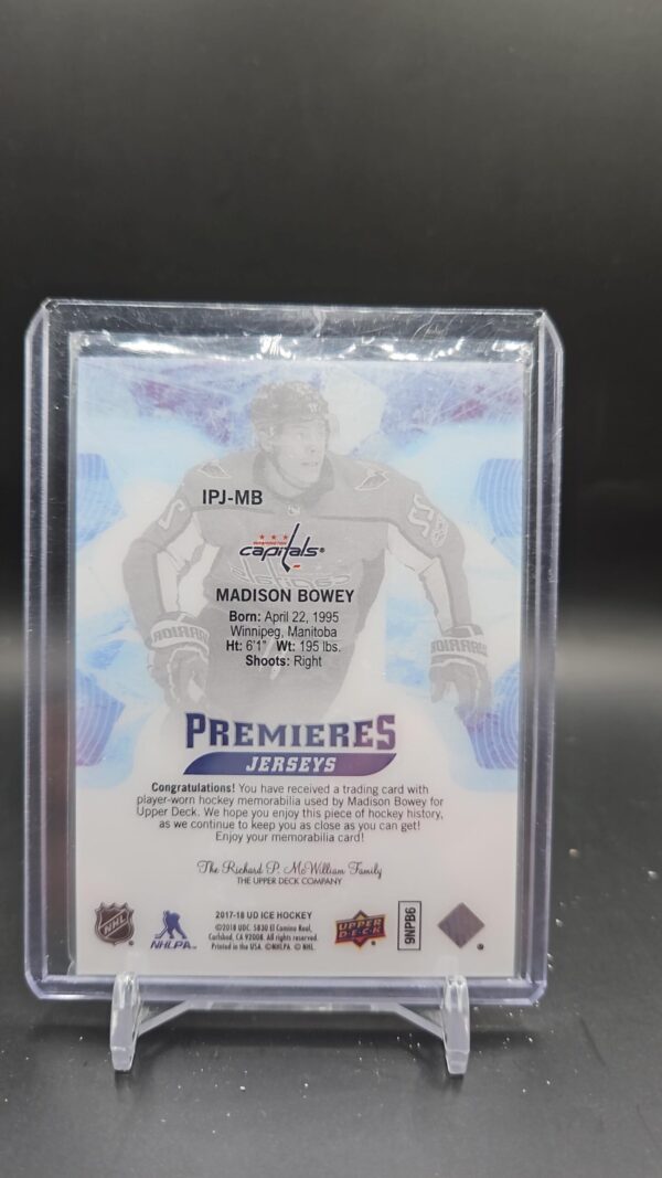 2017-18 UD Ice Premieres Madison Bowey Rookie Jersey #IPJ-MB Washington Capitals - Image 2
