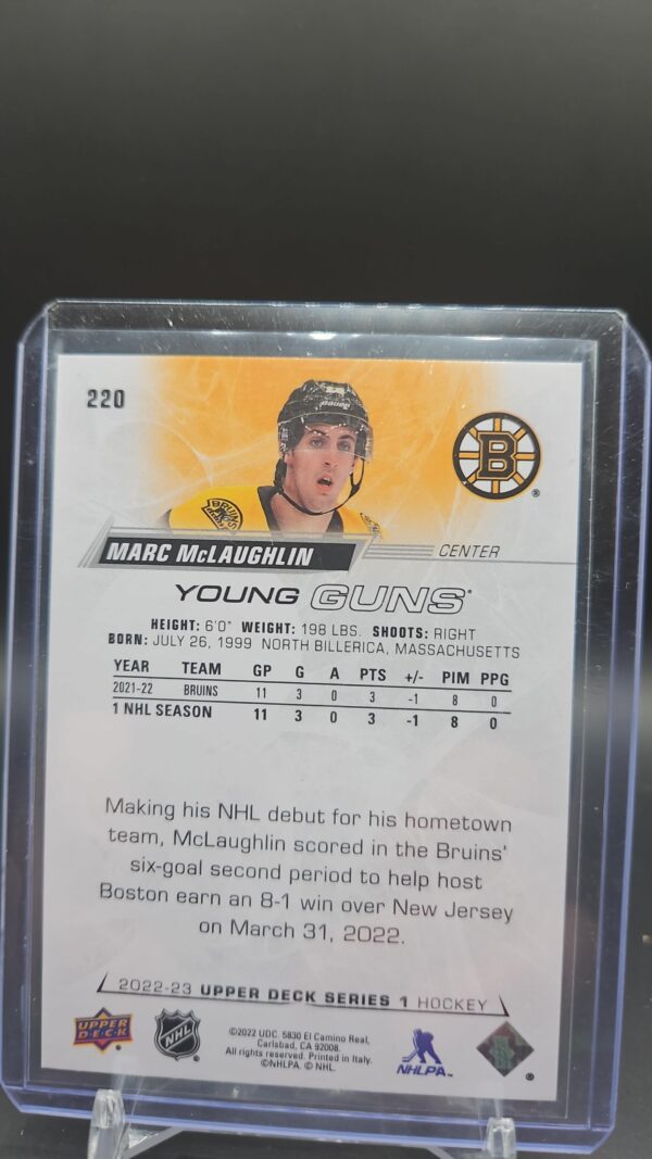 2022-23 Upper Deck Series 1 Young Guns #220 Marc Mclaughlin - Image 2