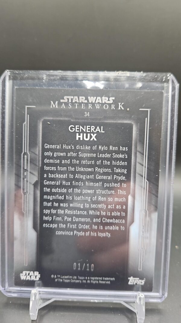 Star Wars Topps Masterwork 2020 Orange Insert Card /10 - General Hux 34 - Image 2