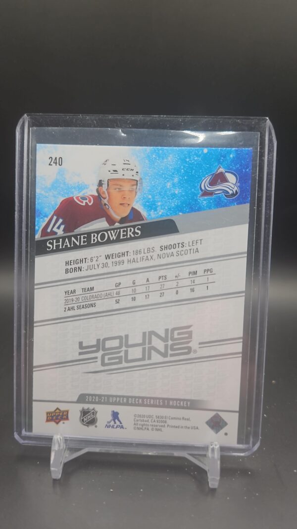 2020-21 Upper Deck Series 1 Shane Bowers Young Guns Colorado Avalanche - Image 2