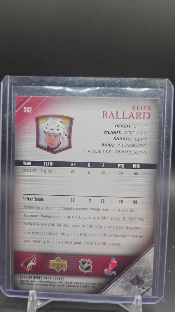 2005-06 Upper Deck Series 1 Young Guns Keith Ballard # 232 - Image 2