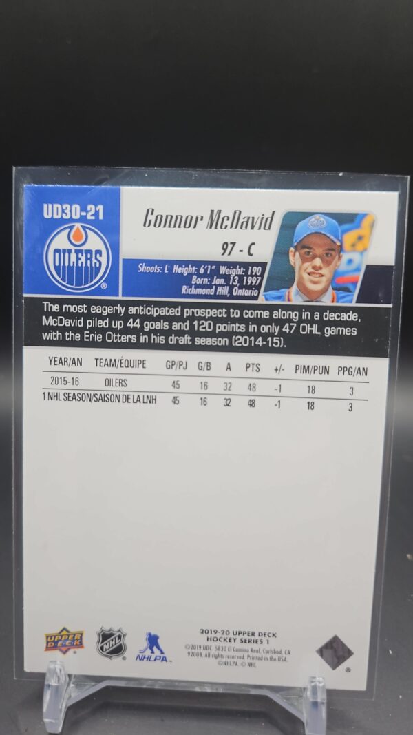 2019-20 UD 30 Years Of Upper Deck CONNOR MCDAVID Card# UD30-21 - Image 2