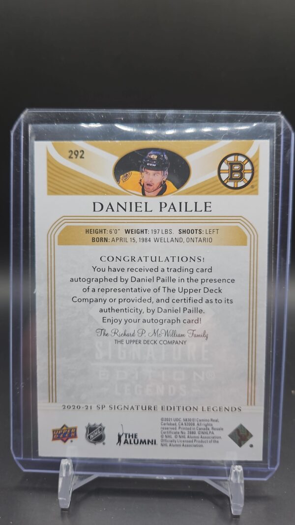 2020-21 SP Signature Edition Legends Gold Spectrum Foil Daniel Paille #292 Auto - Image 2