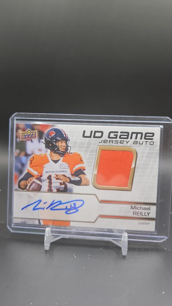 2021 Upper Deck CFL UD Game Jersey Auto #UDA-MR Michael Reilly BC Lions