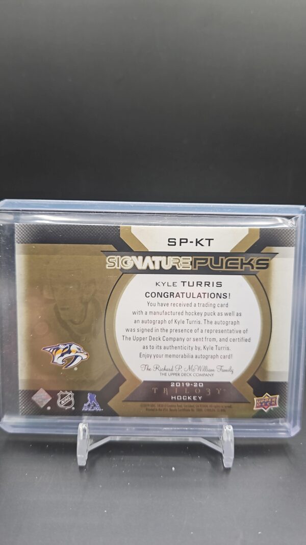 2019-20 Upper Deck Trilogy Hockey AUTO Manufactured Puck #SP-KT Kyle Turris - Image 2