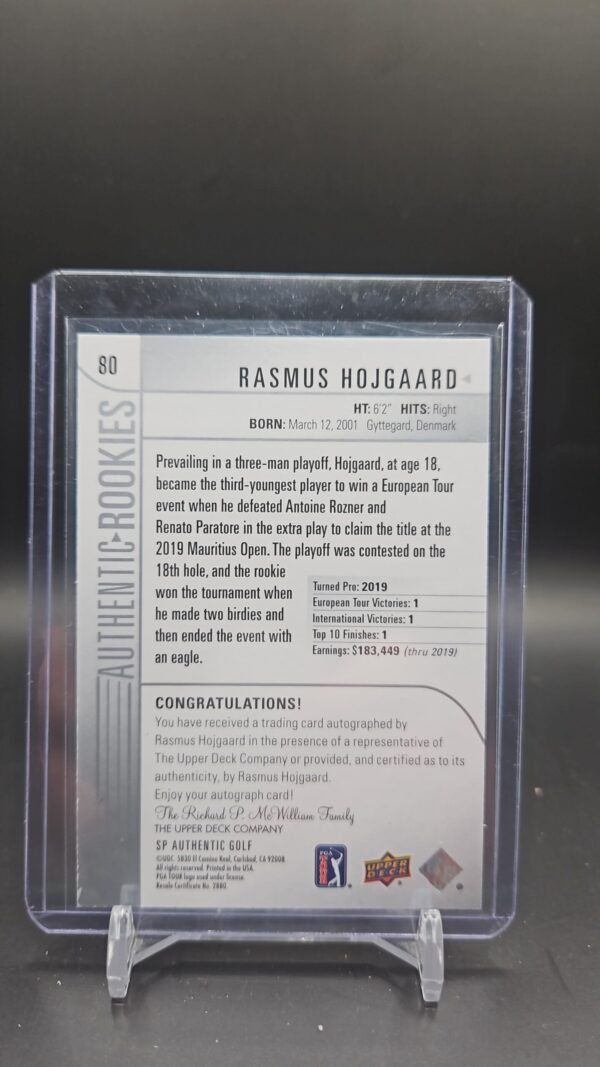 2021 SP Authentic Signatures  /799 Rasmus Hojgaard #80 Rookie Auto - Image 2