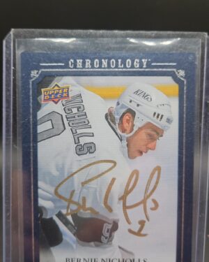 2019-20 Upper Deck Chronology Canvas Auto Bernie Nicholls #CA-BN, featuring a bold on-card autograph, premium canvas finish, and Los Angeles Kings legend, from the Chronology set.