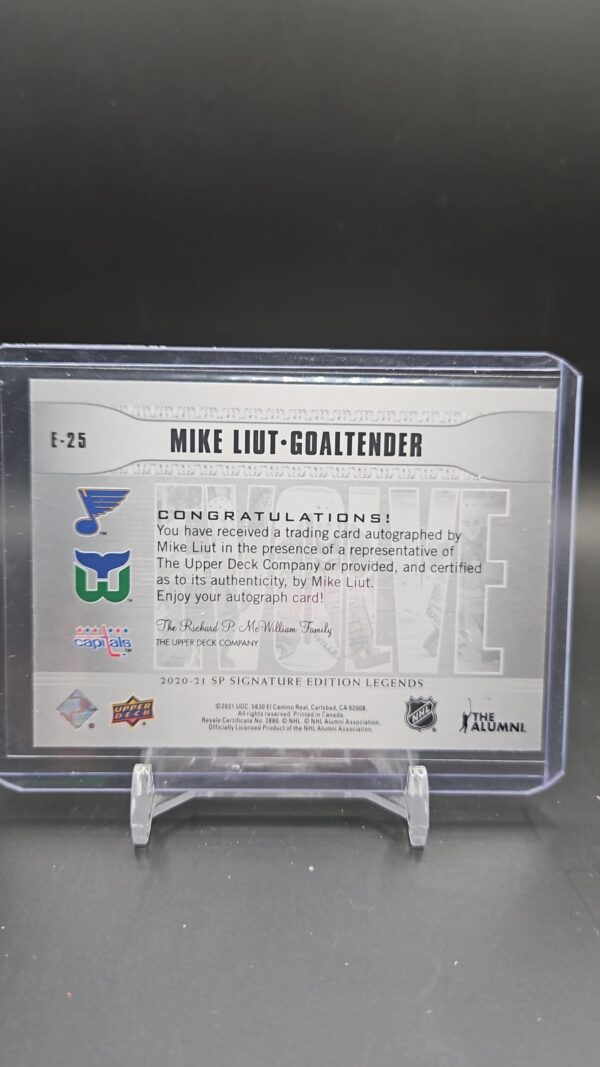 20/21 SP Signature Edition Legends Evolve Autograph Mike Liut #/35 - Image 2