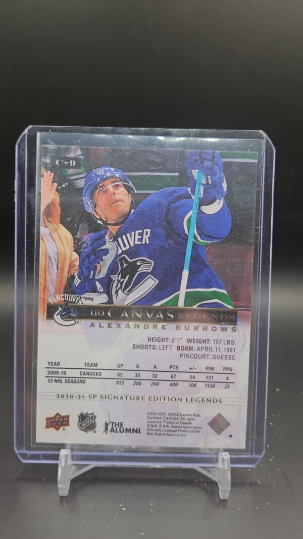 Alexandre Burrows 2020-21 SP Signature Edition Legends UD Canvas #C-9 Vancouver - Image 2