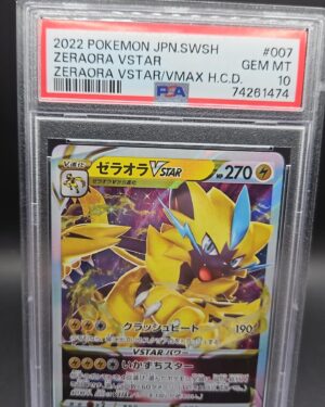 2022 Pokemon Japanese SWSH Zeraora VSTAR 007/020 graded PSA 10 GEM MINT, featuring full art VSTAR design, Japanese print quality, and Mythical Pokémon Zeraora from the VSTAR Universe set.